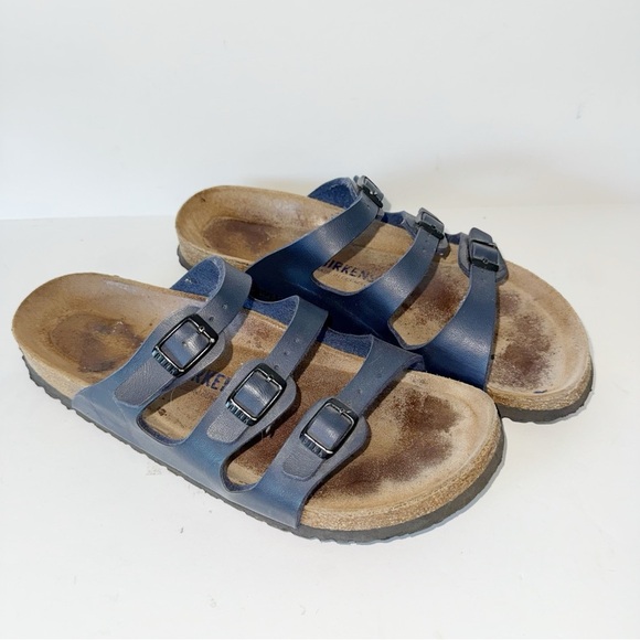 Birkenstock Florida Navy Blue Soft Footbed Oiled Leather Sz 40/ 9-9.5 Narrow Fit - Picture 2 of 15
